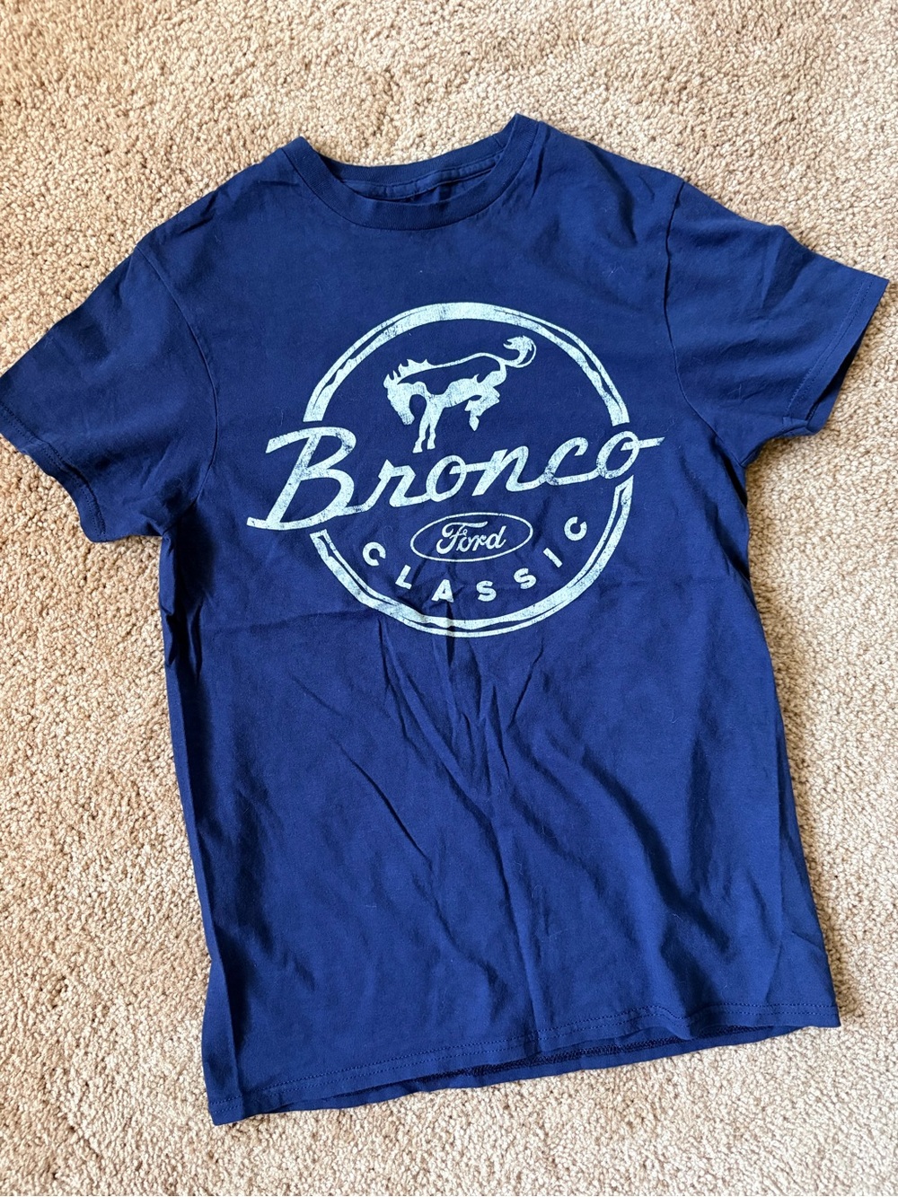 Hybrid Apparel Ford Bronco Classic Tee - Navy with Light Blue Logo